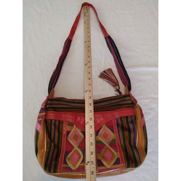 SHARIF Leather Reptile Skin Fabric Bag Purse Multicolor - Picture 11 of 12